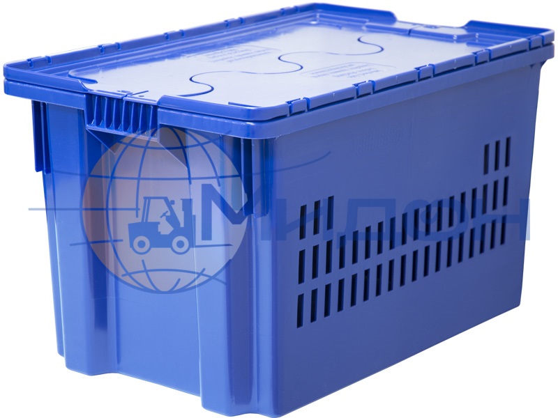 Ящик пластиковый FUTURA ZIP 606-1 с крышкой на петлях, перфорированный, дно сплошное 600 х 400 х 415