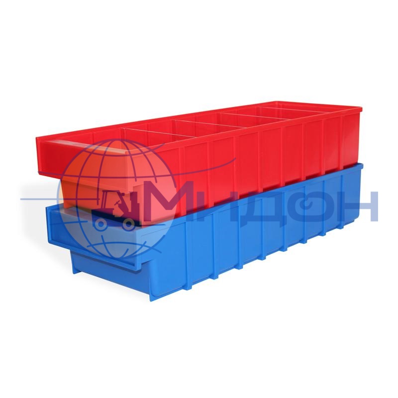 Ящик пластиковый 6004 для склада красный, сплошной 500 х 185 х 100