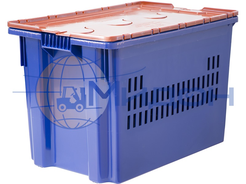 Ящик пластиковый FUTURA ZIP 604-1 SP с крышкой на петлях Safe PRO, перфорированный, дно сплошное 600 х 400 х 365