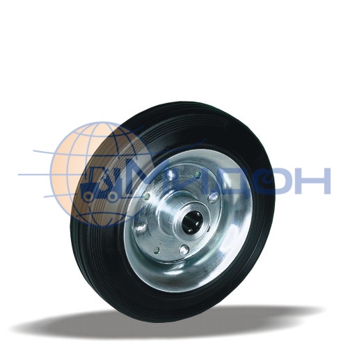 Колесо без кронштейна LK-200x50x15-SLR ( обод-стальной, шинка-чёрная резина, подшипник-шариковый )